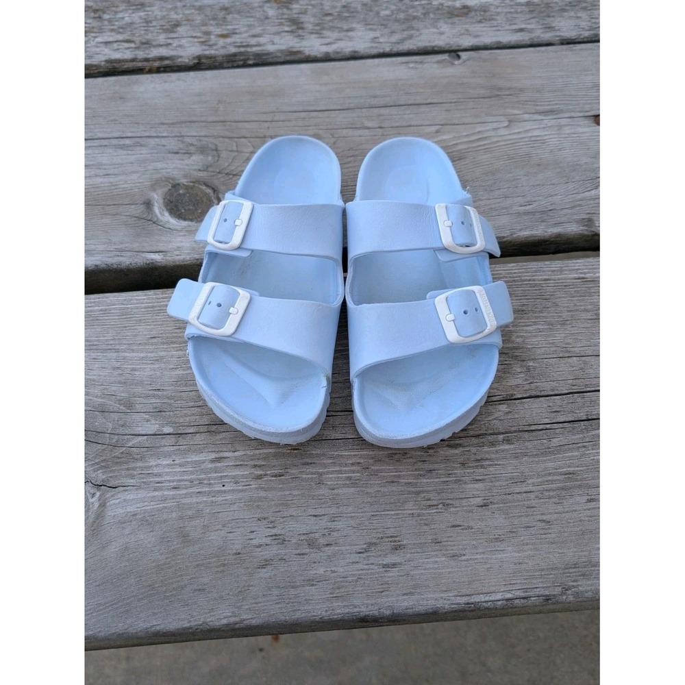 Birkenstock Arizona EVA Shoes Womens Sz 5-5.5 Double Buckle Sandals 36 Blue GUC